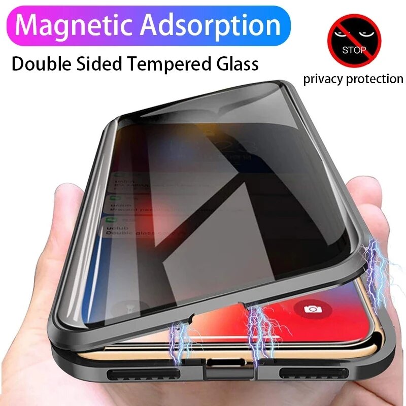 Anti Spy Privacy Glass Case - Coque de téléphone magnétique en métal
