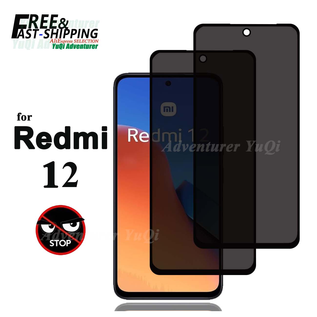 Anti Spy Privacy Glass Case - Protecteur d'écran Anti-espion pour Xiaomi Redmi