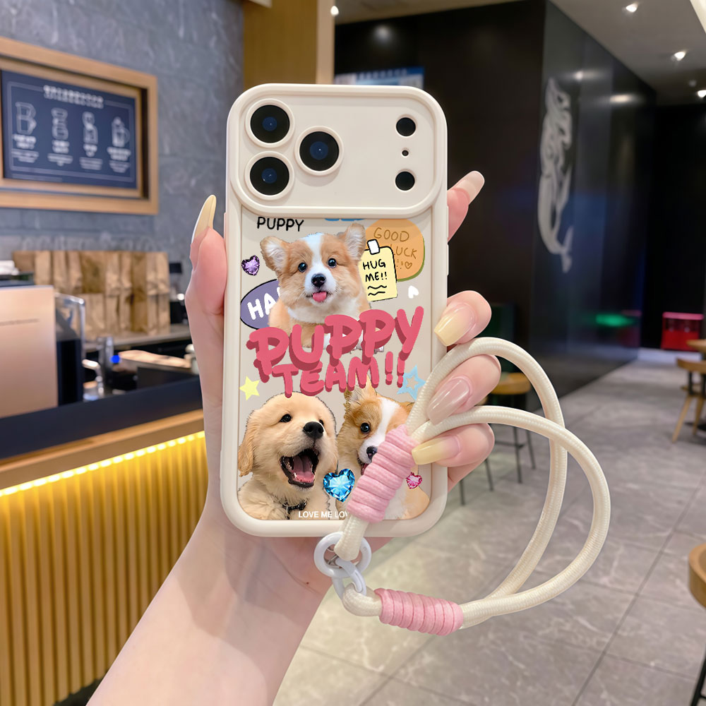 Cute Cartoon Wrist Strap Silicone Case - Coques de téléphone souples avec lanière