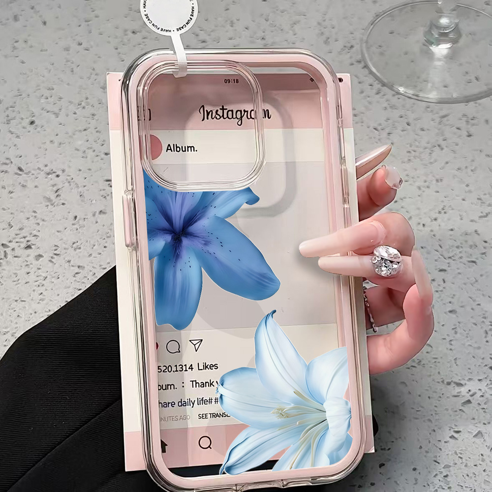 Clear Shockproof Bumper Case - Coque de téléphone transparente motif fleur