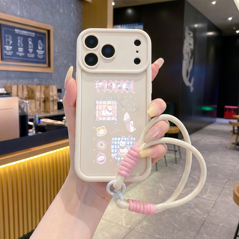 Cute Cartoon Wrist Strap Silicone Case - Coques de téléphone avec dragonne motif