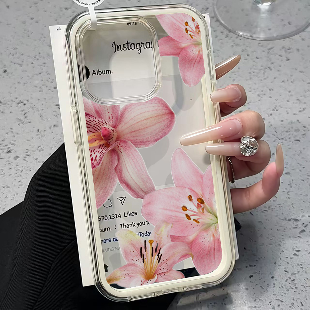 Clear Shockproof Bumper Case - Coque de téléphone transparente motif fleur
