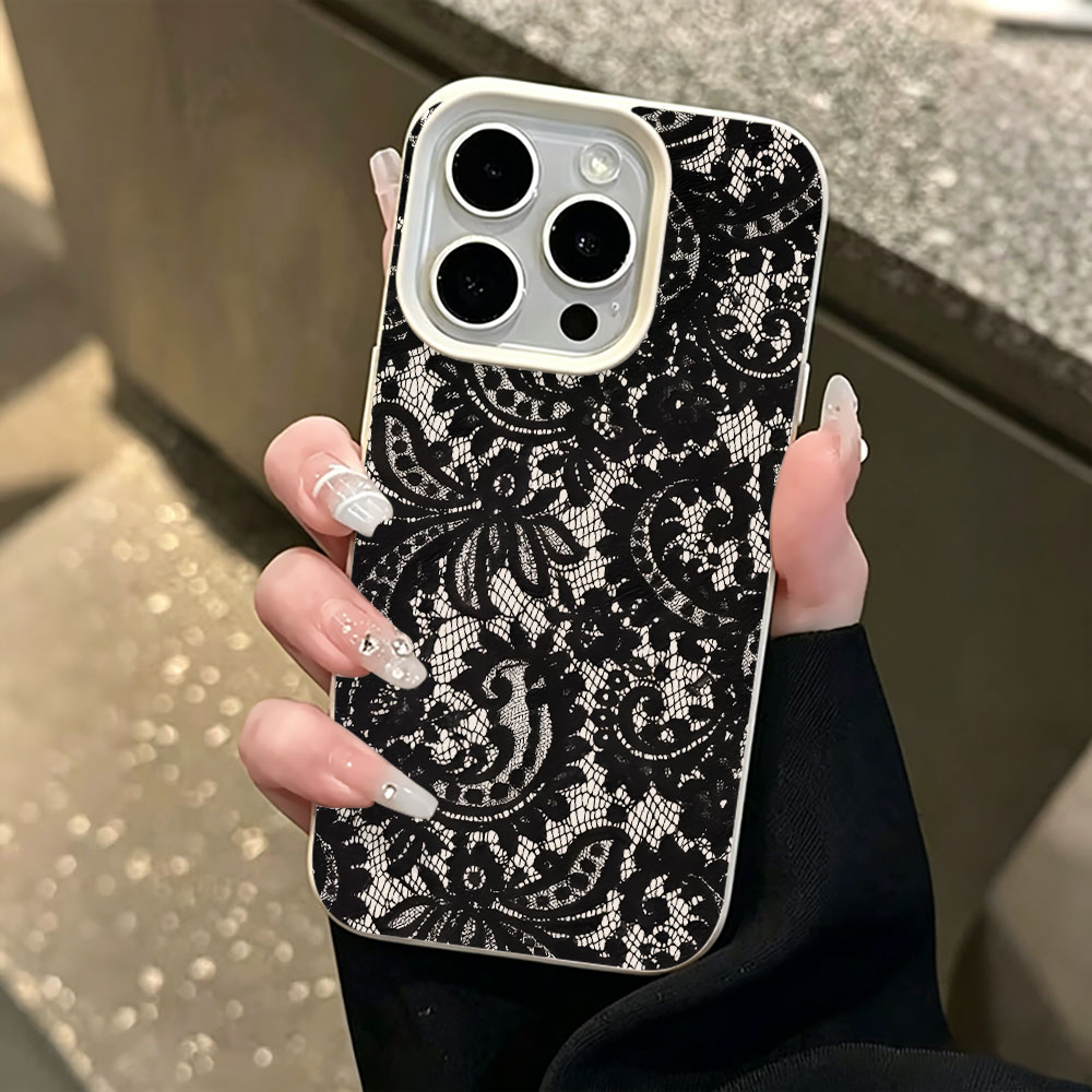 Vintage Floral Pattern Soft Case - Coque Souple Noire Vintage à Motif