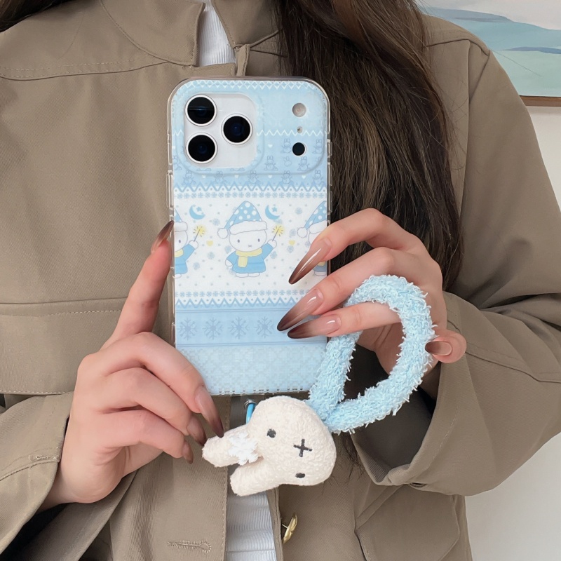 Cute Cartoon Wrist Strap Silicone Case - Coque de téléphone Miffy motif chapeau