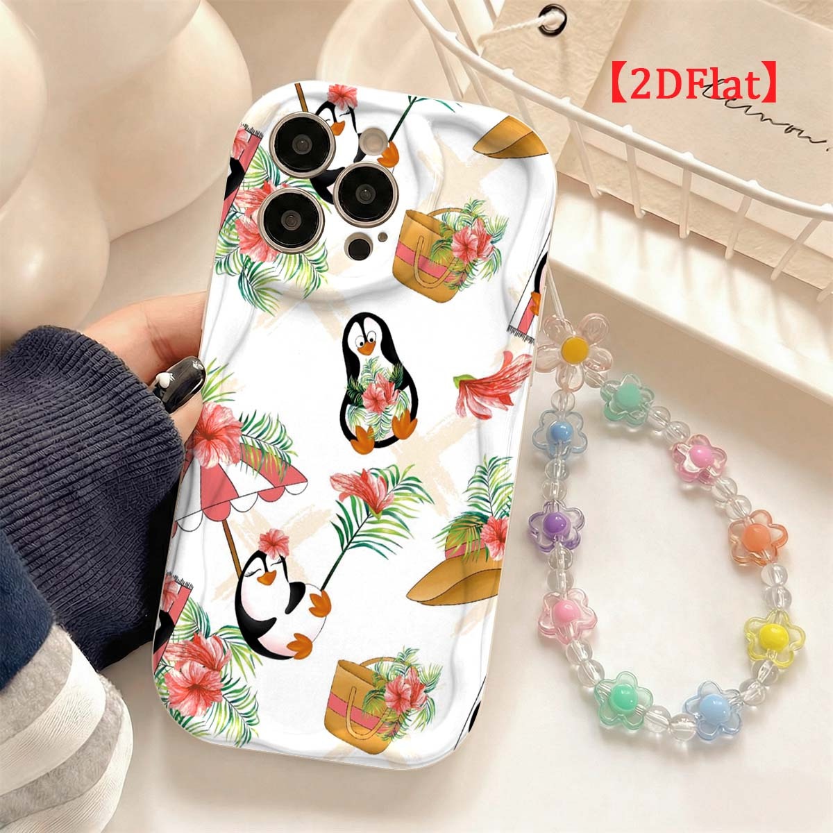 Cute Cartoon Wrist Strap Silicone Case - Coque de téléphone mignonne avec motif