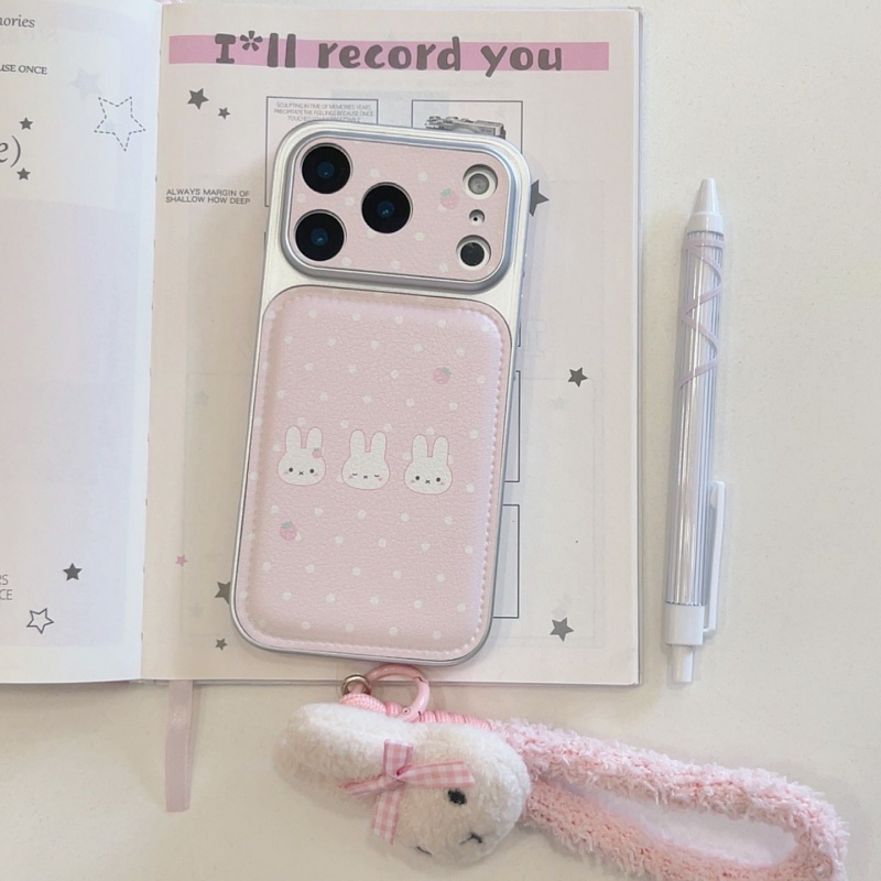Cute Cartoon Wrist Strap Silicone Case - Étui de téléphone en cuir motif