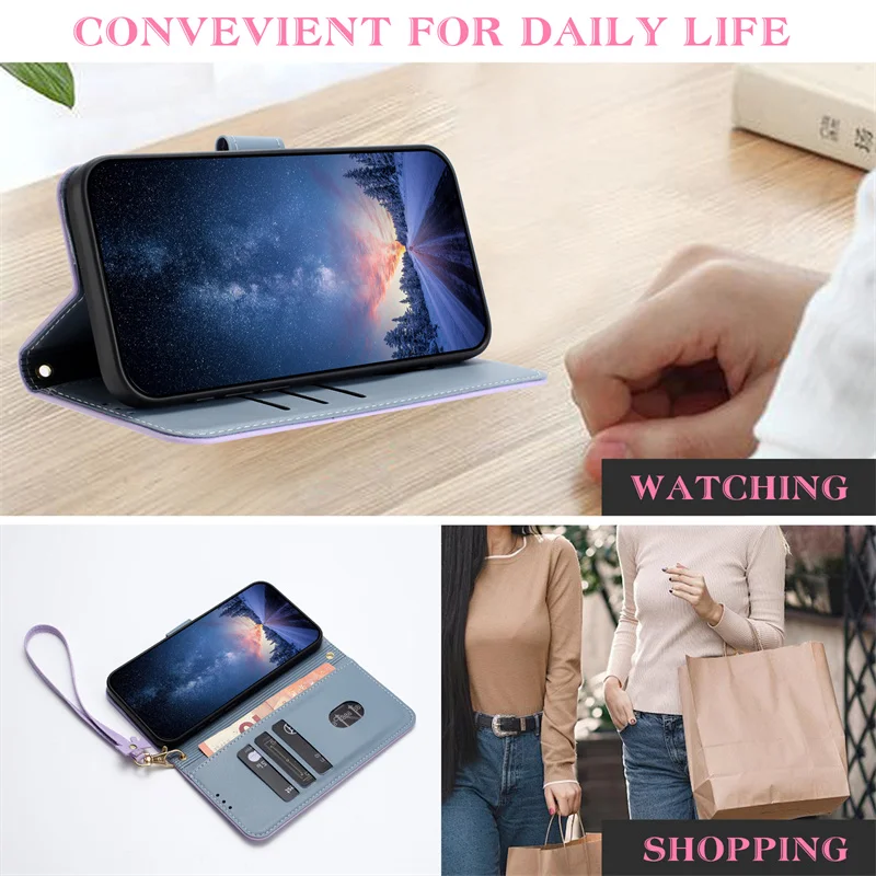 Étui de téléphone en cuir à ra - Leather Wallet Card Holder Phone Cover avis et prix