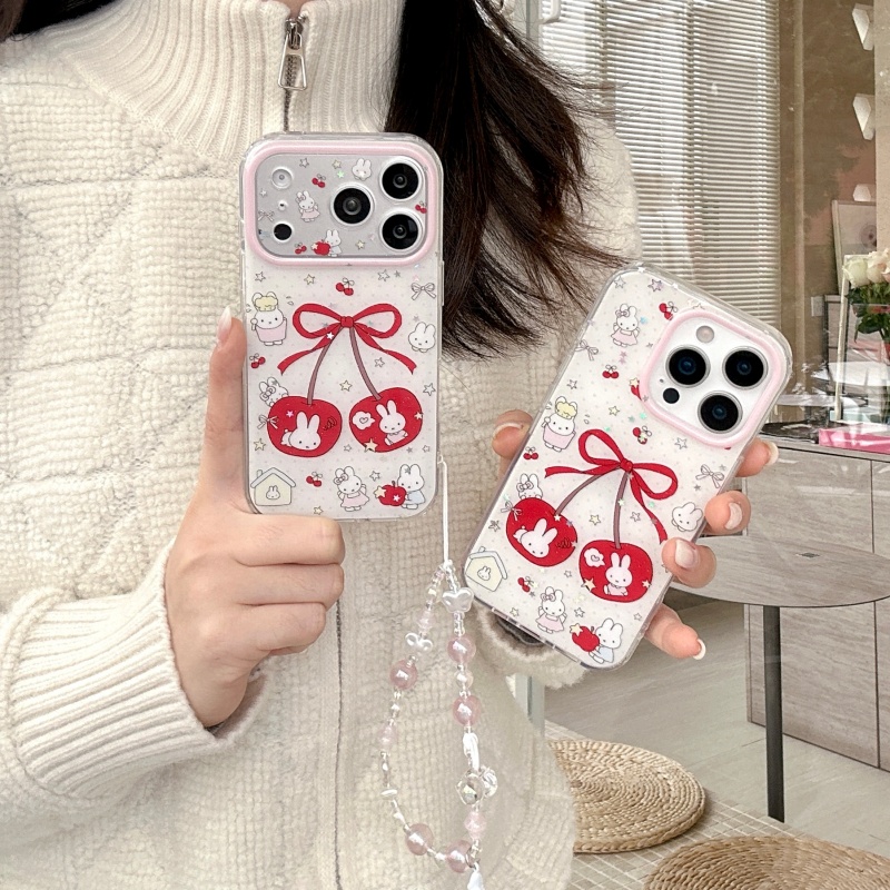 Coque de téléphone scintillant - Cute Cartoon Wrist Strap Silicone Case avis et prix