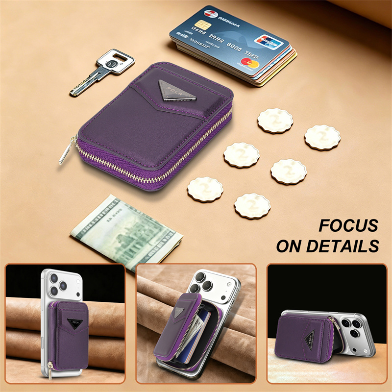 Étui Portefeuille Zippé Porte- - Leather Wallet Card Holder Phone Cover avis et prix