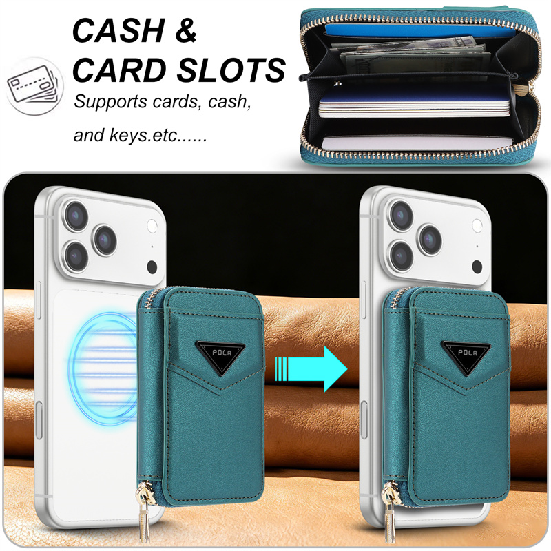 Étui Portefeuille Zippé Porte- - Leather Wallet Card Holder Phone Cover avis et prix