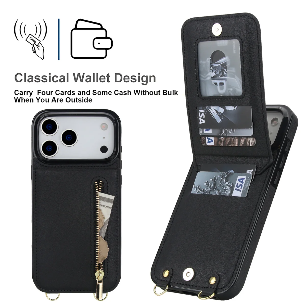 Étui portefeuille en cuir avec - Leather Wallet Card Holder Phone Cover avis et prix