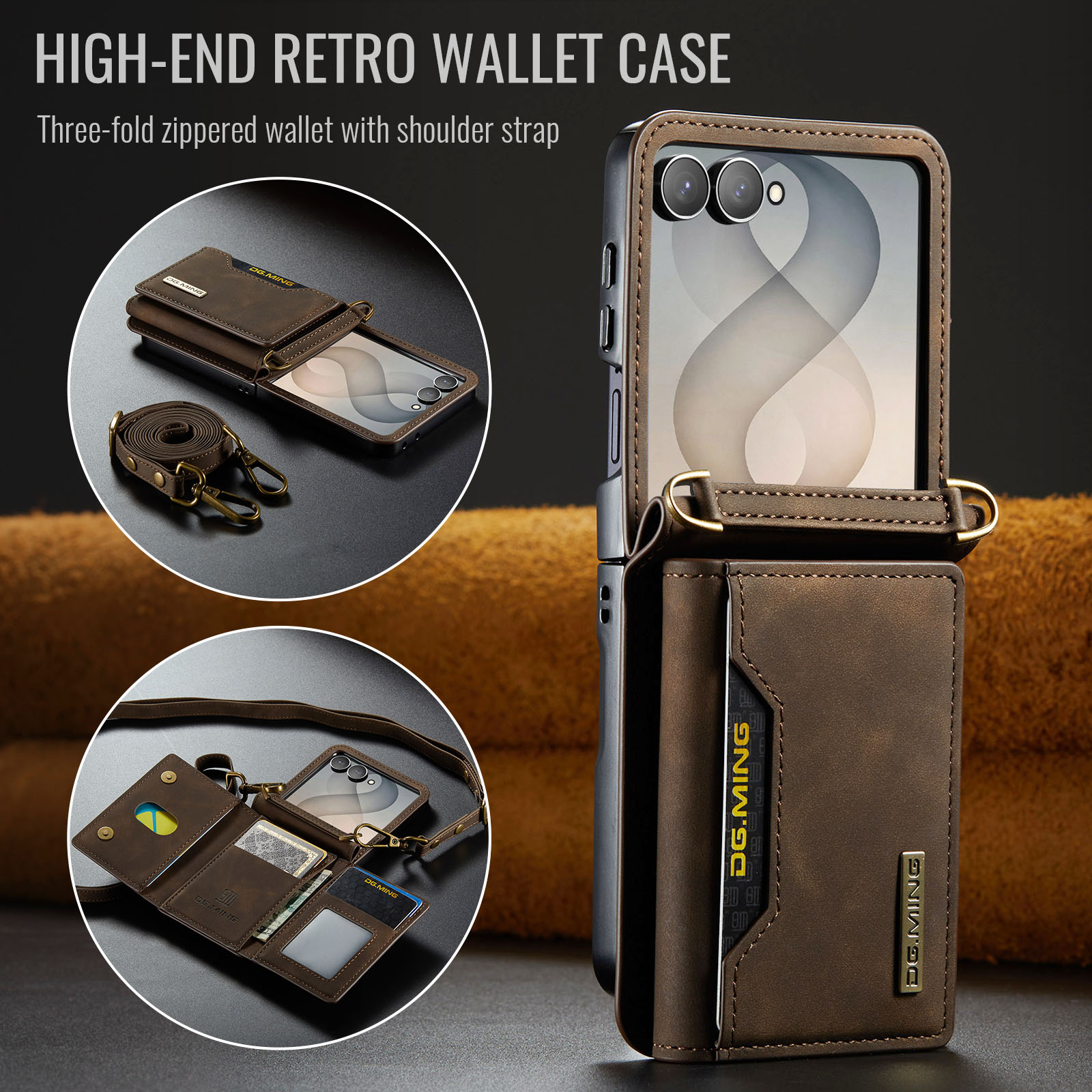 Étui portefeuille bandoulière  - Leather Wallet Card Holder Phone Cover avis et prix