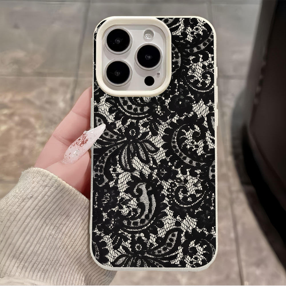 Coque Souple Noire Vintage à M - Vintage Floral Pattern Soft Case avis et prix