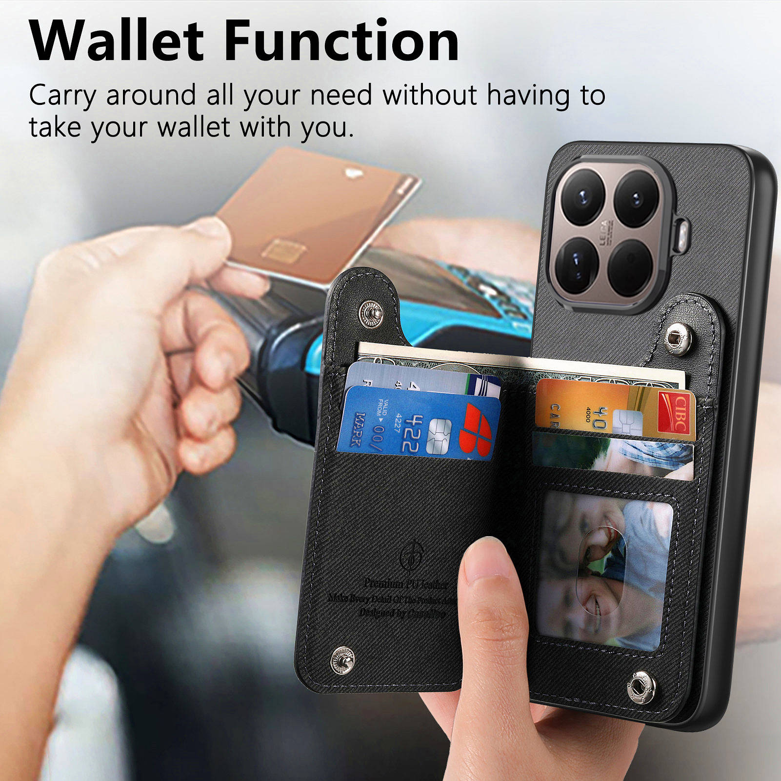 Portefeuille à fermeture éclai - Leather Wallet Card Holder Phone Cover avis et prix