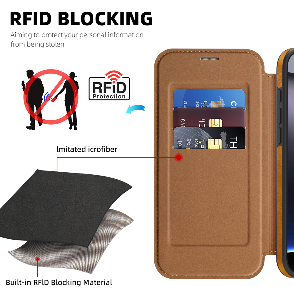 Étui de téléphone en cuir à ra - Leather Wallet Card Holder Phone Cover avis et prix