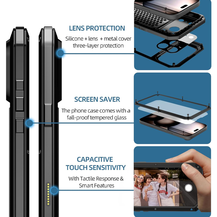 Coque de téléphone en métal ro - Heavy Duty 360 Full Body Protective Case avis et prix